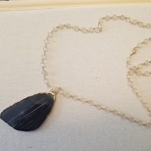 Crystal Bead and Stone Long Necklace